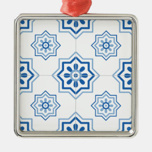 Belägger med tegel portugisiska Azulejo för Julgransprydnad Metall