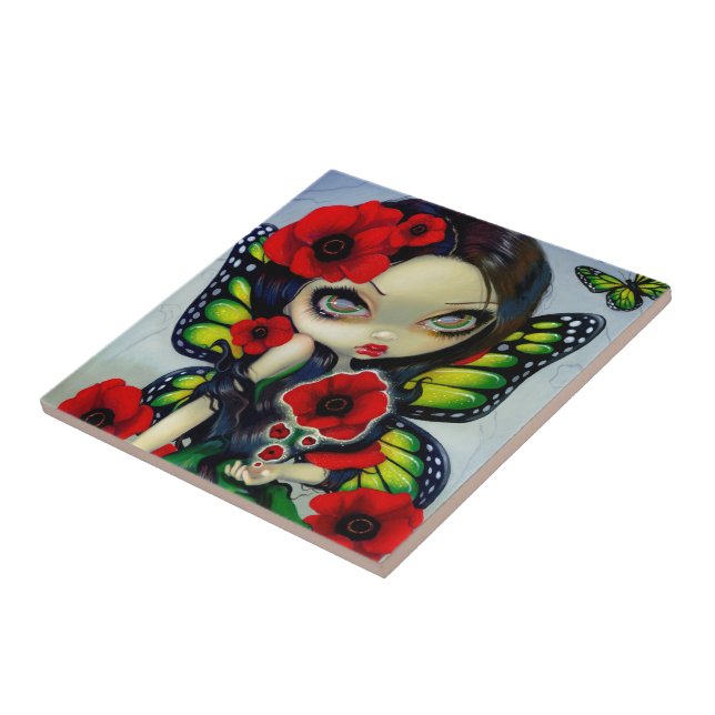 "Belägger med tegel vallmomagi" Kakelplatta (Sidan)