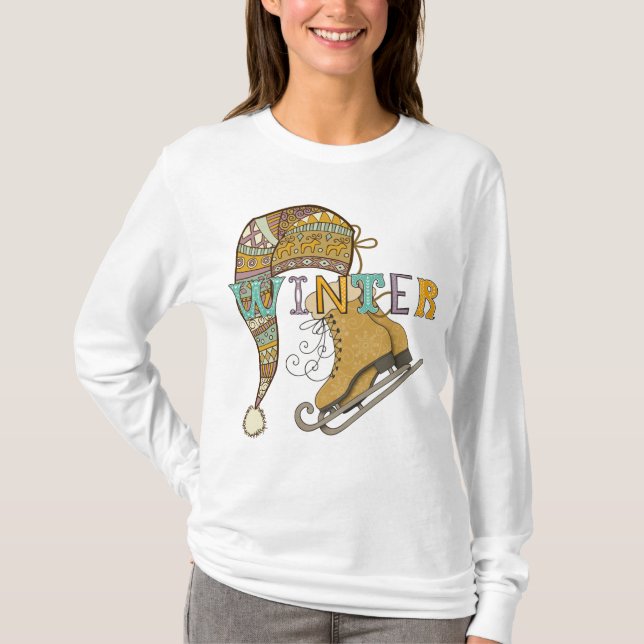 Beläggningsillustration för vinterisskiffer t shirt (Framsida)