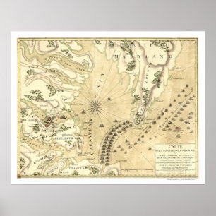 Belägringen av Yorktown Karta 1781 Poster