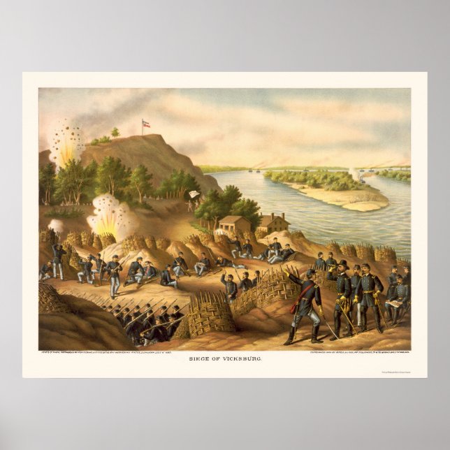 Beläning av Vicksburg av Kurz och Allison 1863 Poster (Framsidan)