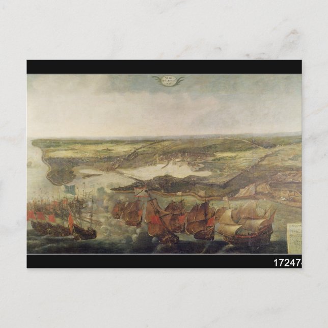 Beläningen av La Rochelle 1628 Vykort (Framsida)
