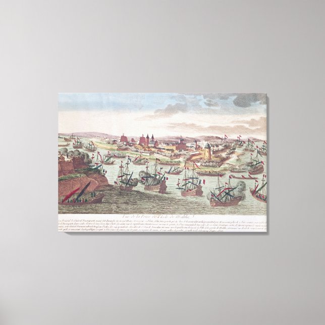 Beläningen av Malta, 12:e, juni 1798 Canvastryck (Framsida)