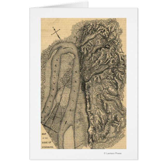 Beläningen Vicksburg - Krig Panoramic Karta Hälsningskort (Framsidan)