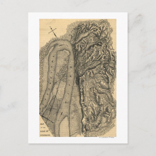 Beläningen Vicksburg - Krig Panoramic Karta Vykort (Framsida)