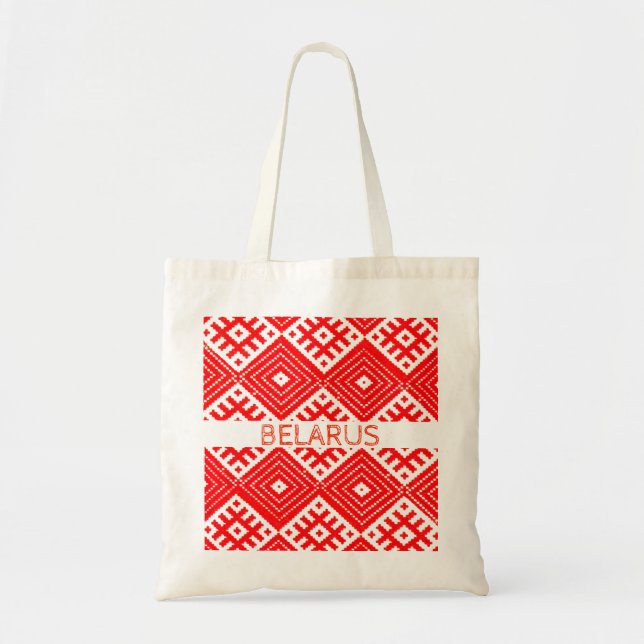 Belarus Беларусь Folk Pattern Handväskor Tygkasse (Framsidan)