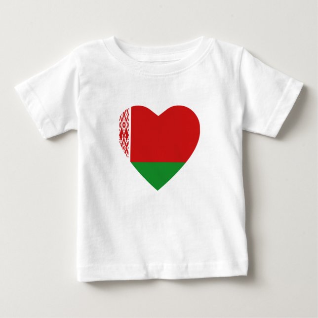 Belarus Flagga Heart T-Shirt (Framsida)
