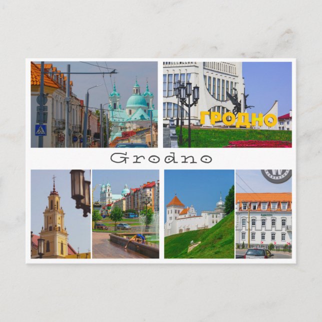 Belarus Grodno Cityscape City Street Architecture Vykort (Framsida)