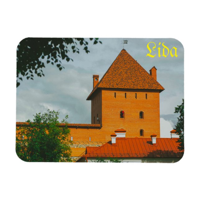 Belarus Lida Cityscape City Castle Architecture Magnet (Horisontell)