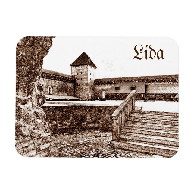 Belarus Lida Cityscape City Castle Architecture Magnet (Horisontell)