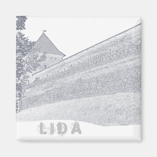 Belarus Lida Cityscape City Castle Architecture Magnet (Framsidan)