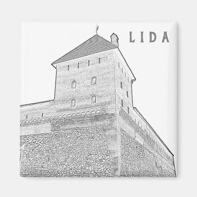 Belarus Lida Cityscape City Castle Architecture Magnet (Framsidan)