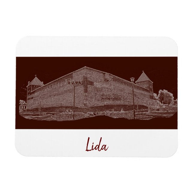Belarus Lida Cityscape City Castle Architecture Magnet (Horisontell)