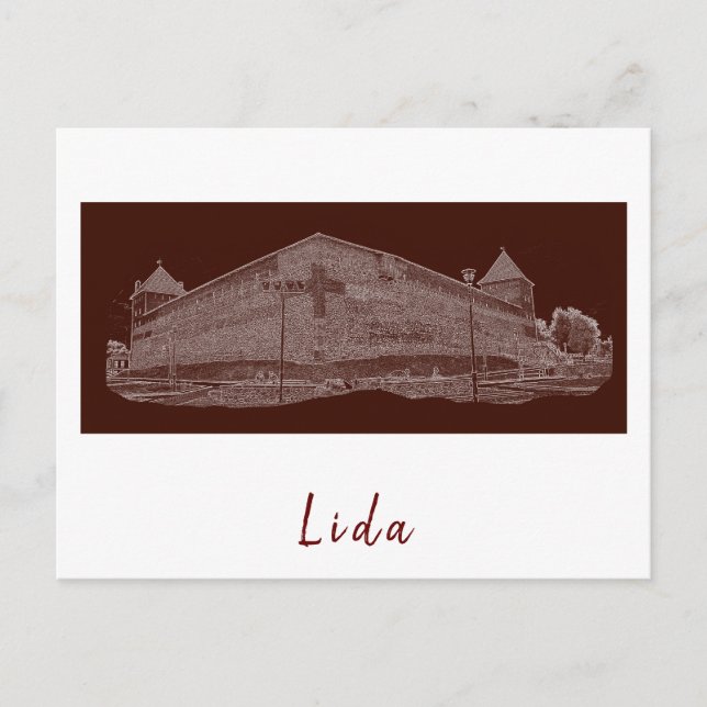 Belarus Lida Cityscape City Castle Architecture Vykort (Framsida)