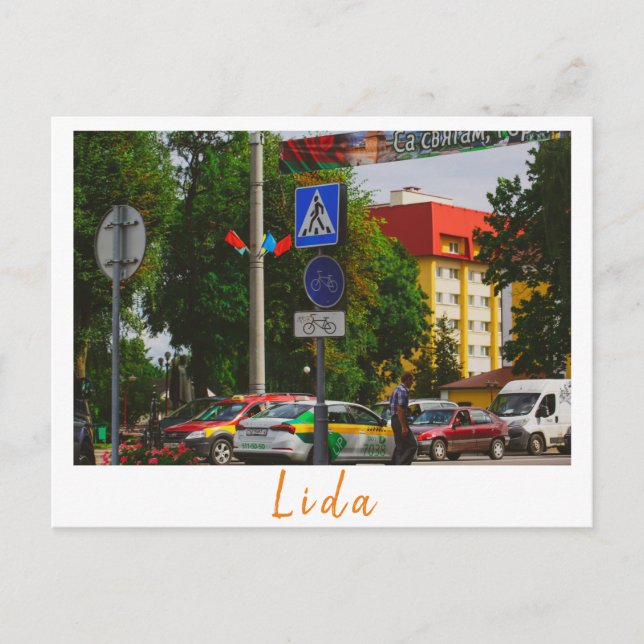 Belarus Lida Cityscape City Street Architecture Vykort (Framsida)