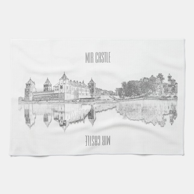 Belarus Mir Castle Architecture Sketch Kökshandduk (Horisontell)