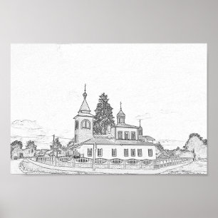 Belarus Porechye Parecca Architecture Church Poster