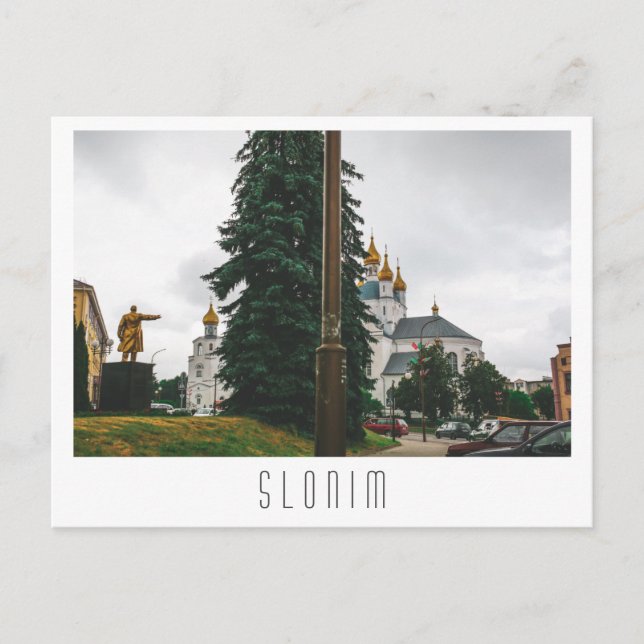 Belarus Slonim City Town View Architecture Lenin Vykort (Framsida)