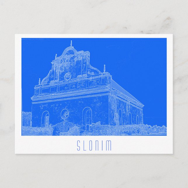 Belarus Slonim Great Synagogue Architecture Sketch Vykort (Framsida)