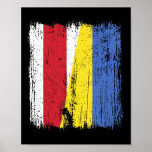 Belarus Ukraina Halv Flagga Vitryska Ukrainsk Kult Poster