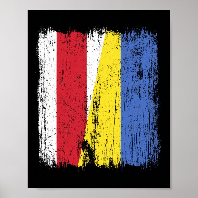 Belarus Ukraina Halv Flagga Vitryska Ukrainsk Kult Poster (Framsidan)