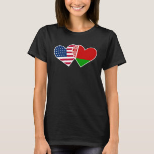 Belarus USA Flag Tvillinghjärta för Belarusisk Ame T Shirt