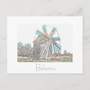 Belarus Vit gammal väderkvarn vykort