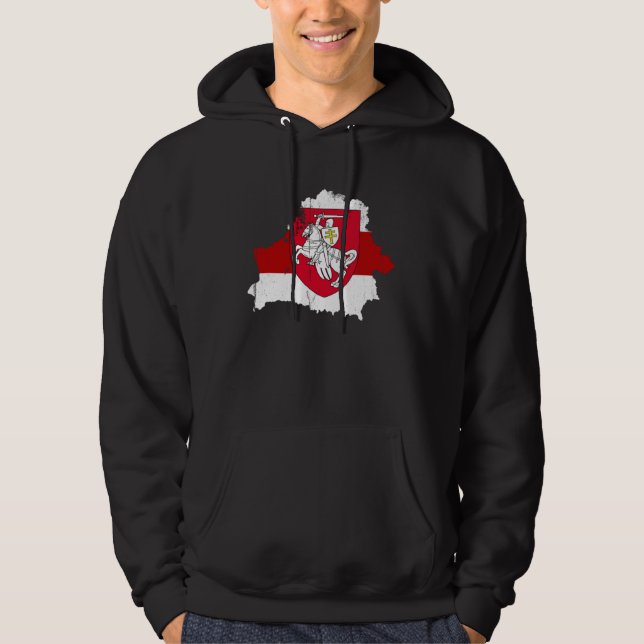 Belarus White Red Pagonya Flag Support Belarus Pro Hoodie (Framsida)