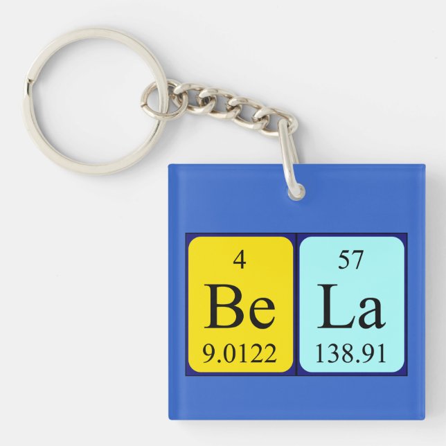 Belas periodiska nyckelring bord namn (Framsidan)