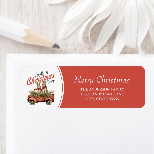 Belastning av julskorvar i Röda Lastbil Returadress Etikett (Insitu)