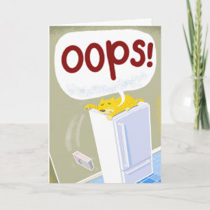 Belat födelsedagskort. Katt som knackar något över Kort