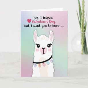 Belated Llamas Valentine Day Hearts Kort
