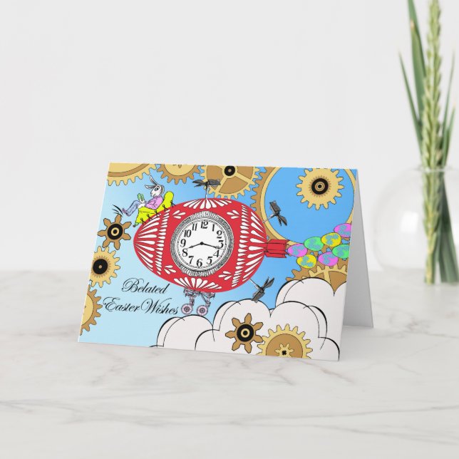 Belated Påsk Önskemål, Steampunk Illustration Helgkort (Framsida)