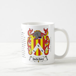 Belcher, ursprung som, är menande och vapensköld kaffemugg