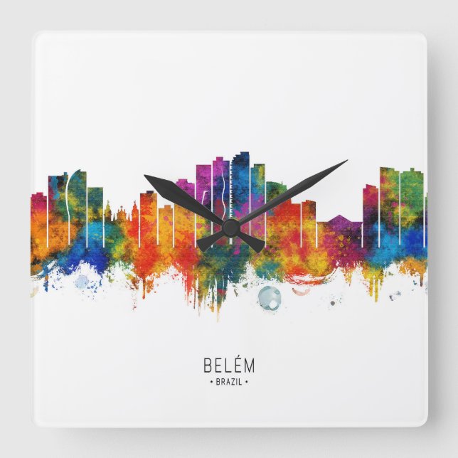 Belém Brasilien Skyline Fyrkantig Klocka (Framsida)