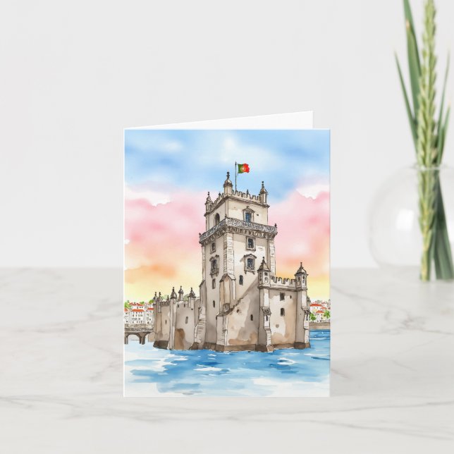 Belem Torn Lissabon Portugal Kort (Framsida)