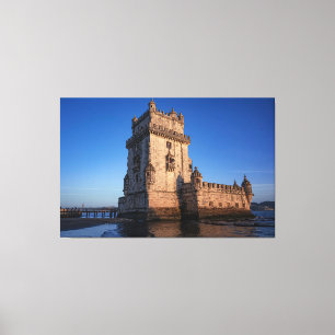 Belem torn vid solnedgången i Lissabon, Portugal Canvastryck