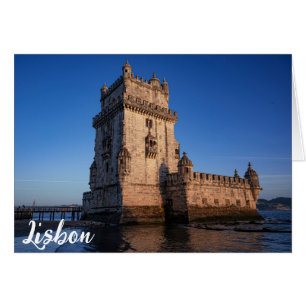 Belem torn vid solnedgången i Lissabon, Portugal Hälsningskort