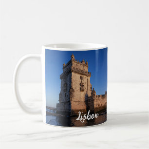 Belem torn vid solnedgången i Lissabon, Portugal Kaffemugg