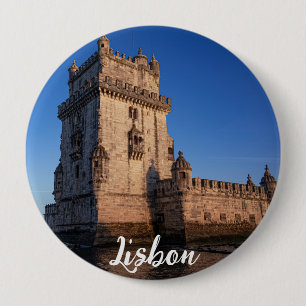 Belem torn vid solnedgången i Lissabon, Portugal Knapp