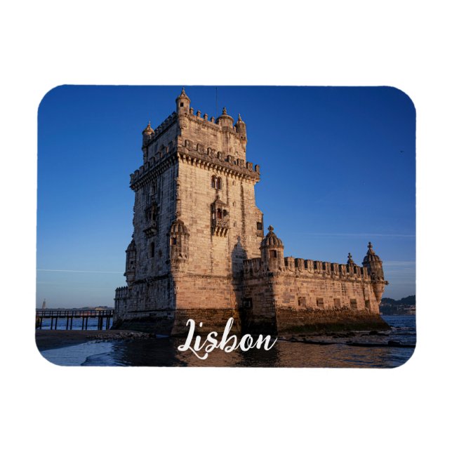 Belem torn vid solnedgången i Lissabon, Portugal Magnet (Horisontell)