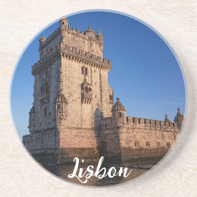Belem torn vid solnedgången i Lissabon, Portugal Underlägg (Framsidan)