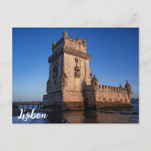 Belem torn vid solnedgången i Lissabon, Portugal Vykort