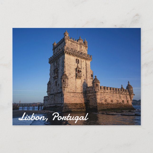 Belem-tornet vid solnedgång i Lissabon, Portugal Vykort (Framsida)