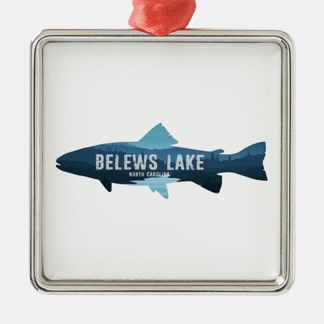 Belews Lake North Carolina Fisk Julgransprydnad Metall (Framsidan)