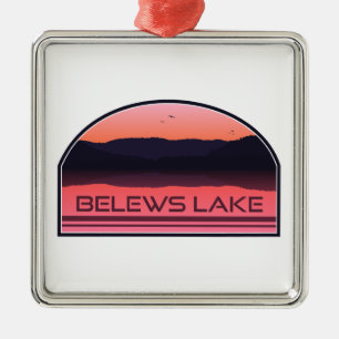 Belews Lake North Carolina Red Sunrise Julgransprydnad Metall