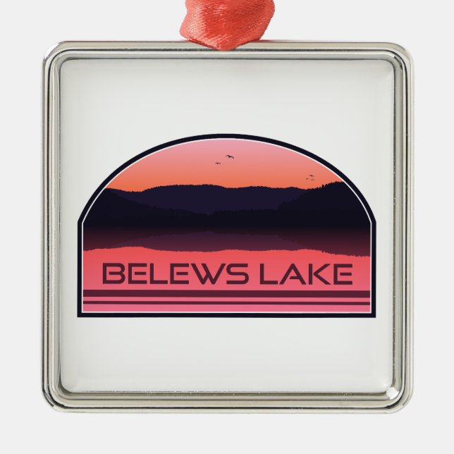 Belews Lake North Carolina Red Sunrise Julgransprydnad Metall (Framsidan)