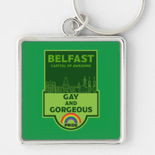 Belfast Gay pride - Brighton Ireland LGBT - Fyrkantig Silverfärgad Nyckelring