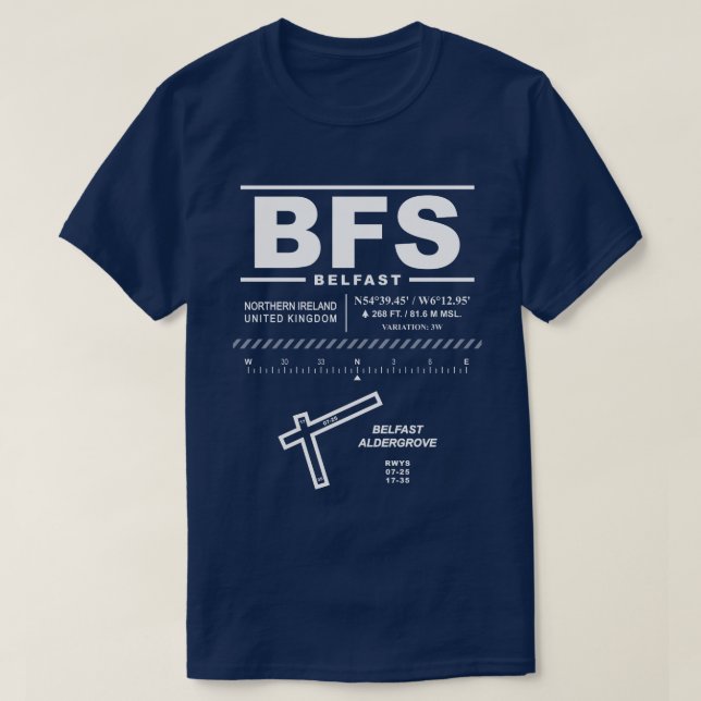 Belfast Internationell flygplats BFS T-Shirt (Design framsida)