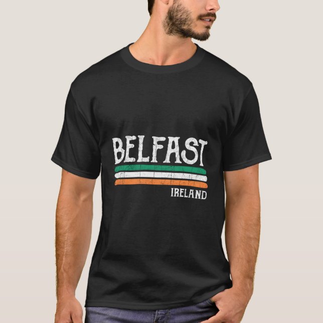 Belfast Irish Flagga Färg Ireland T Shirt (Framsida)